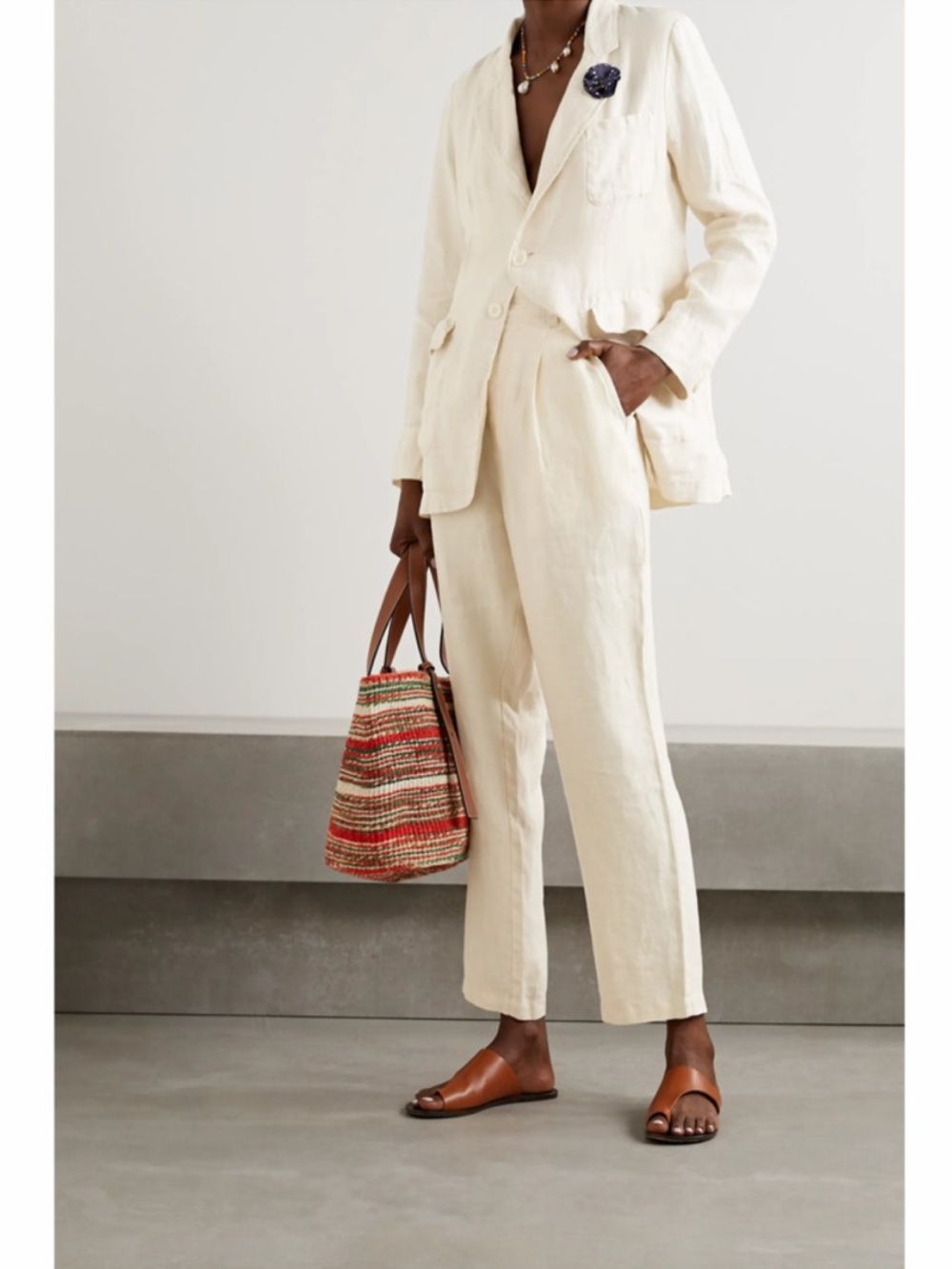 Alex Mill Boy Linen Blazer Cream Ecru Canvas Womens Size L
